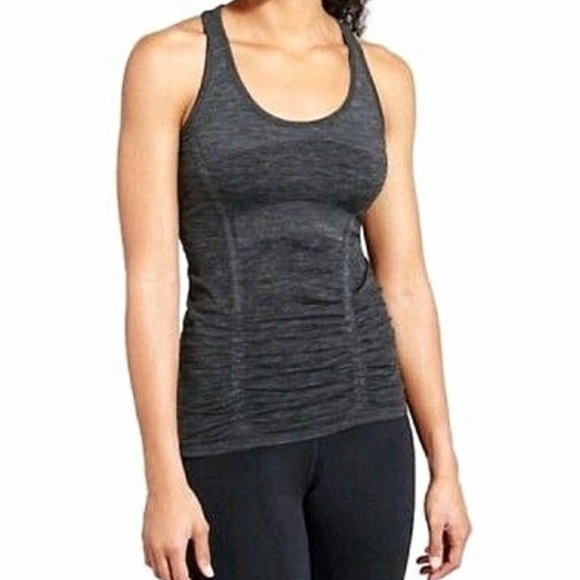 Athleta Tops - Athleta Fast Track Gray Space Dye Ruched Tank M